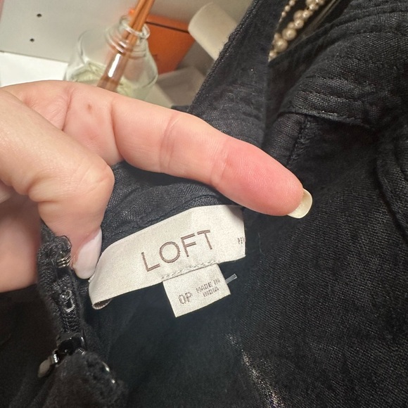 LOFT Linen Blend Belted Strappy Romper in Black - Picture 7 of 8